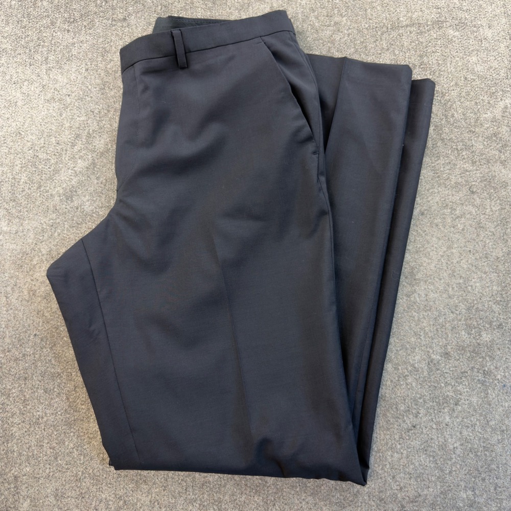 Hugo Boss Mens Dress Pants Trousers Charcoal Gray Flat Front Regular Fit 35x32